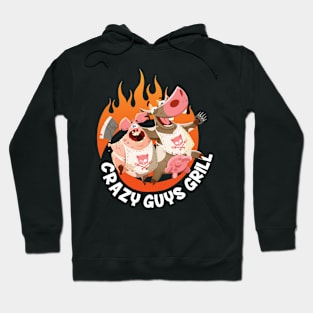 Crazy Guys Grill White Text Hoodie